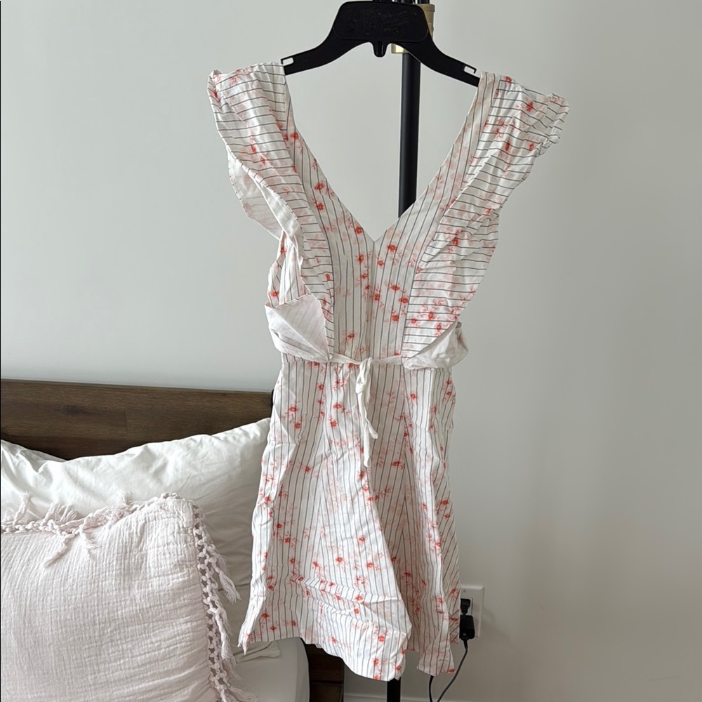 Striped Floral V-Neck Dress